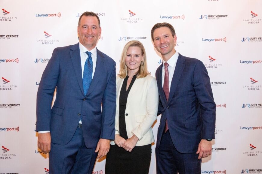 JVR Awards 2024 - Matthew Williams, Heidi Wickstrom and Patrick A. Salvi II at the Jury Verdict Reporter Awards